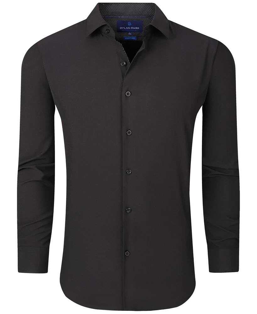 Dylan Park Men's Geometric Performance Stretch Button Down Dress Shirt