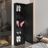 Cassidy Rectangle Tall Shoe Cabinet With Mirror Black Wengue