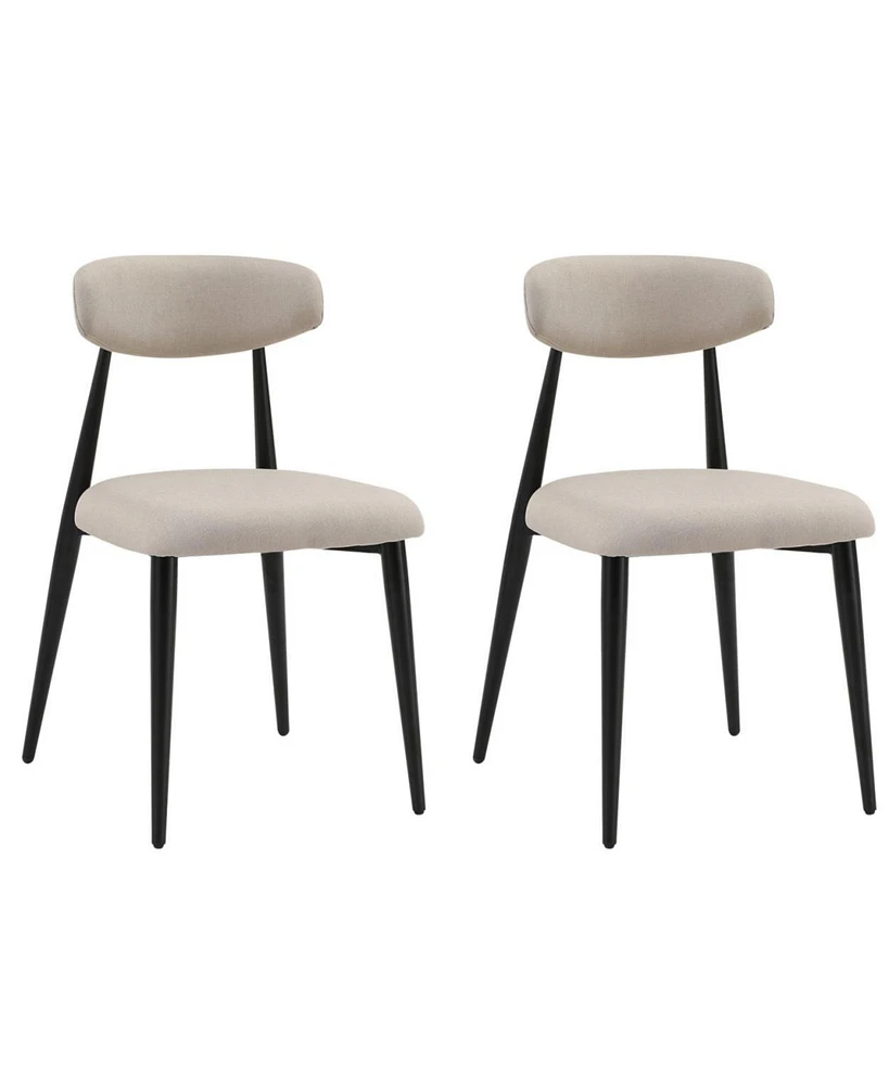 Simplie Fun Modern Dining Chairs Set Of 2, Curved Backrest Round Upholstered And Metal Frame