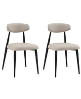 Simplie Fun Modern Dining Chairs Set Of 2, Curved Backrest Round Upholstered And Metal Frame