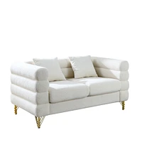 Simplie Fun 3-Seater + 3-Seater Combination Sofa White Teddy(Ivory)