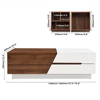Modern Extendable Sliding Top Coffee Table With Storage