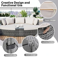 6-Piece Pe Wicker Rattan Patio Set with Coffee Table
