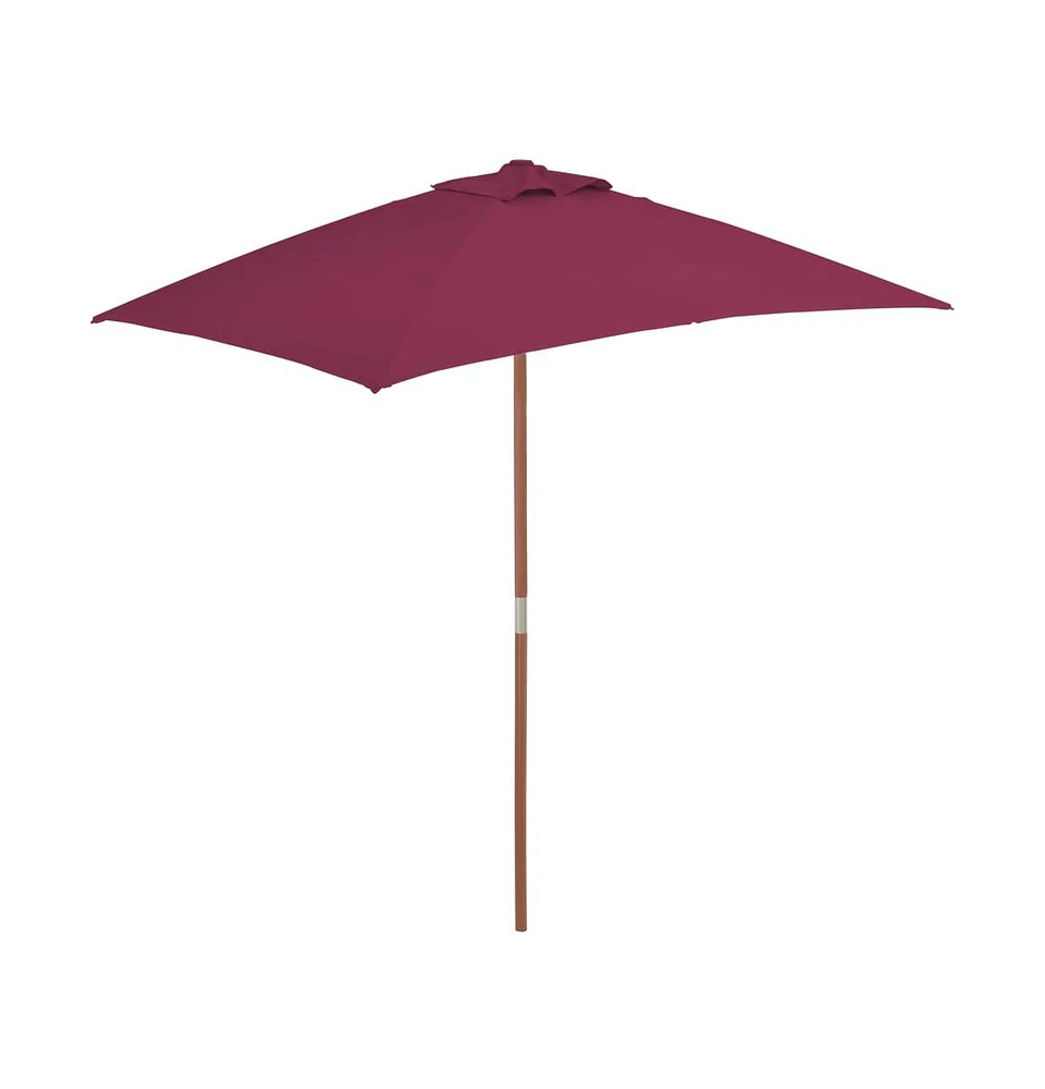 vidaXL Outdoor Parasol with Wooden Pole 59.1"x78.7" Bordeaux Red