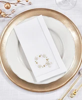 Saro Lifestyle Christmas Wreath Embroidered Napkin Set of 6, 20"x20"