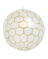 Storied Home Capiz Honeycomb Globe Pendant Light Capiz White Seashells