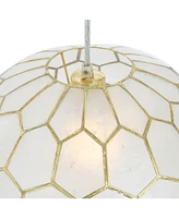 Storied Home Capiz Honeycomb Globe Pendant Light Capiz White Seashells
