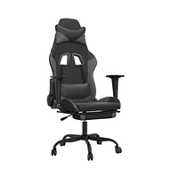 vidaXL Massage Gaming Chair with Footrest Black&Gray Faux Leather