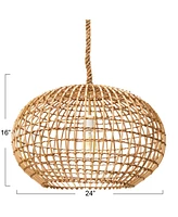 Storied Home Open-Weave Wicker Ceiling Light Natural