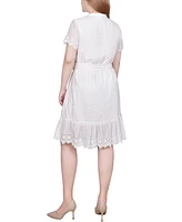 Ny Collection Short Sleeve Eyelet Flounced Dress