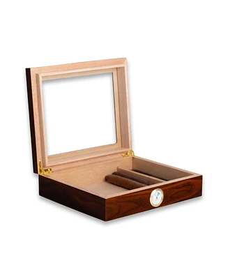 Bey-Berk Walnut Finish 12 Cigar Humidor with Hygrometer.