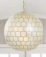 Storied Home Capiz Honeycomb Globe Pendant Light Capiz White Seashells