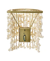 Storied Home 10" Round Metal and Shell Wall Sconce