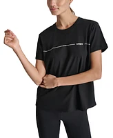 Dkny Sport Women's Cotton Rhinestone-Logo Knot-Front T-Shirt