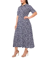 Msk Plus Printed Button-Front Collared Maxi Dress