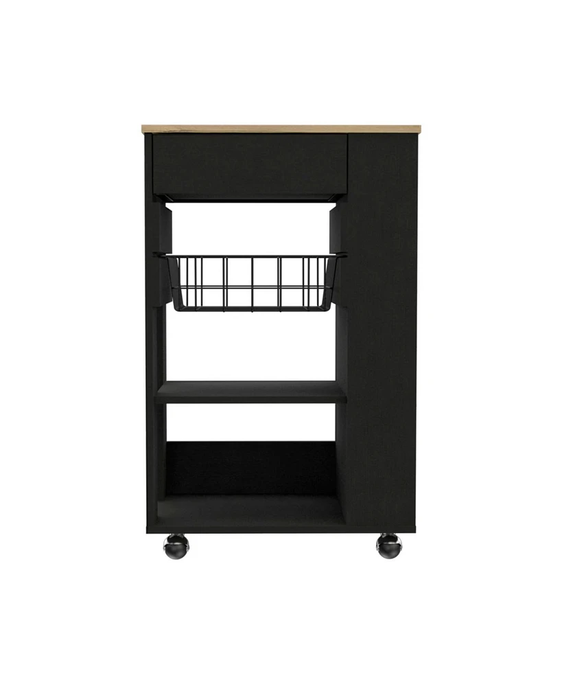 Simplie Fun Prospect 5-Shelf 1-Drawer Kitchen Cart Wengue And Light Oak