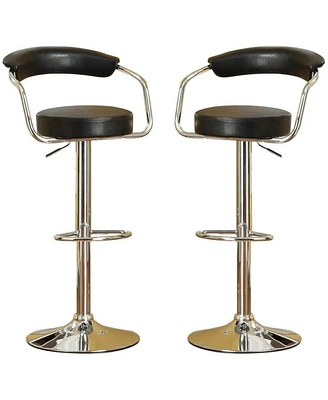 Simplie Fun Set of 2 Contemporary Style Faux Leather Barstools