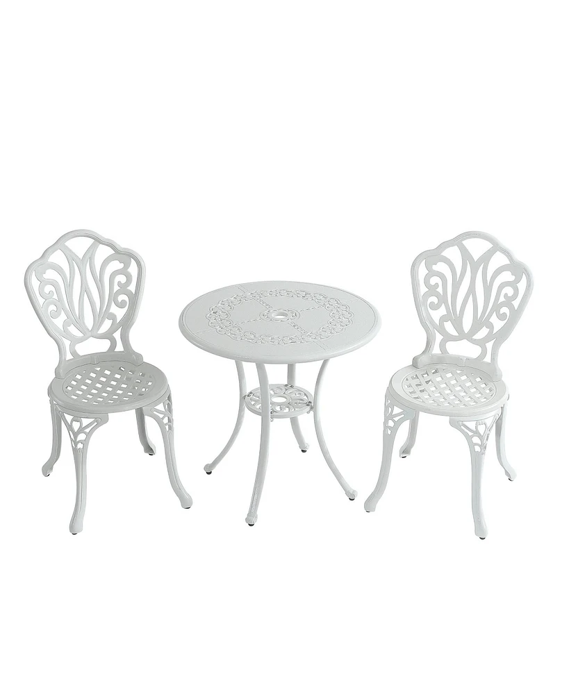 Mondawe 3-Piece All-weather Cast Aluminum Bistro Table and Chairs Set