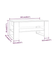 vidaXL Coffee Table White and Sonoma Oak 40.2"x21.7"x17.7" Engineered Wood