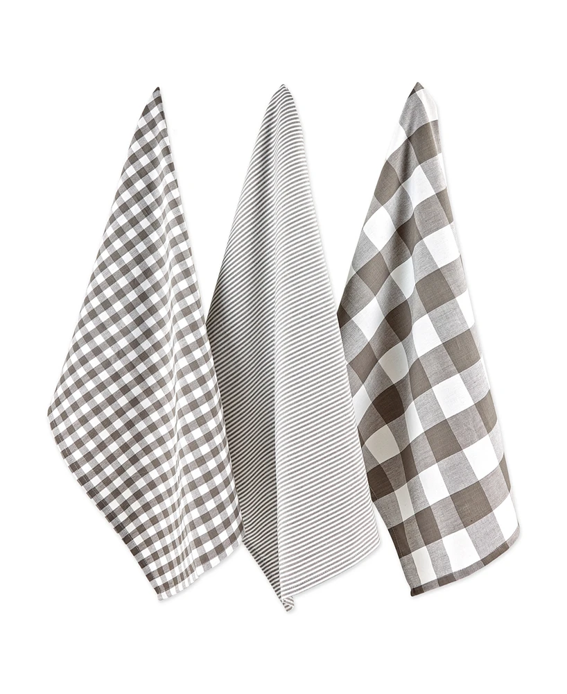 Design Imports Gingham Check Kitchen Collection, Gray, Dishtowel Set