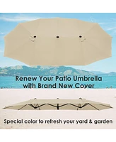 Yescom 14 Ft Replacement Canopy for 12 Rib Double Sided Patio Umbrella Market Table Top Outdoor Backyard Pool Restaurant