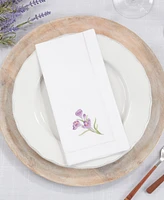 Saro Lifestyle Embroidered Crocus Blossom Napkin Set of 6, 20"x20"