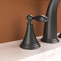 2 Handle Widespread Bathroom Faucet 3 Hole, With Pop Up Drain And 2 Water Supply Lines, Matte Black