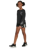 adidas Big Girls Cotton Long-Sleeve Crewneck Graphic T-Shirt