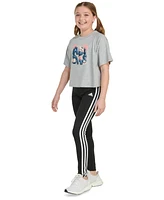 adidas Big Girls Short-Sleeve Waist-Length Raglan Heather T-Shirt