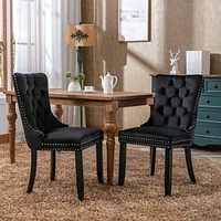 Streamdale Furniture Contemporary Velvet Dining Chairs, Black, 2-Pcs Set