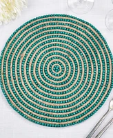 Saro Lifestyle Beaded Spiral Swirl Placemat Set of 4, 14"x14"