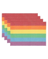 Saro Lifestyle Rainbow Stripe Delight Placemat Set of 4,13"x20"