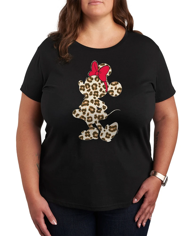 Hybrid Apparel Trendy Plus Minnie Mouse Cheetah Silhouette Graphic T-Shirt