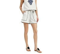 En Saison Women's Dawson Whipstitched Belted Shorts