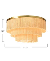 Storied Home 13.75" Round Flush Mount Fringe Light Fixture