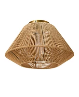 Storied Home Coastal Ceiling Lamp with Natural Paper Rope Shade and Iron Base