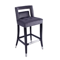 Suede Velvet Barstool With Nailheads Dining Room Chair 2 Pcs Set - 30 Inch Seater Height