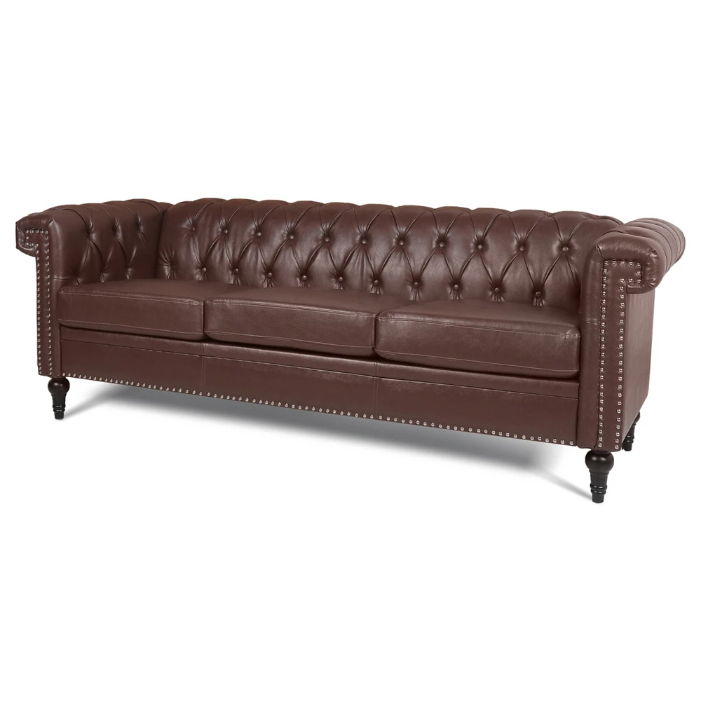 Streamdale Furniture 83.66 Inch Width Traditional Square Arm Removable Cushion 3 Seater Sofa