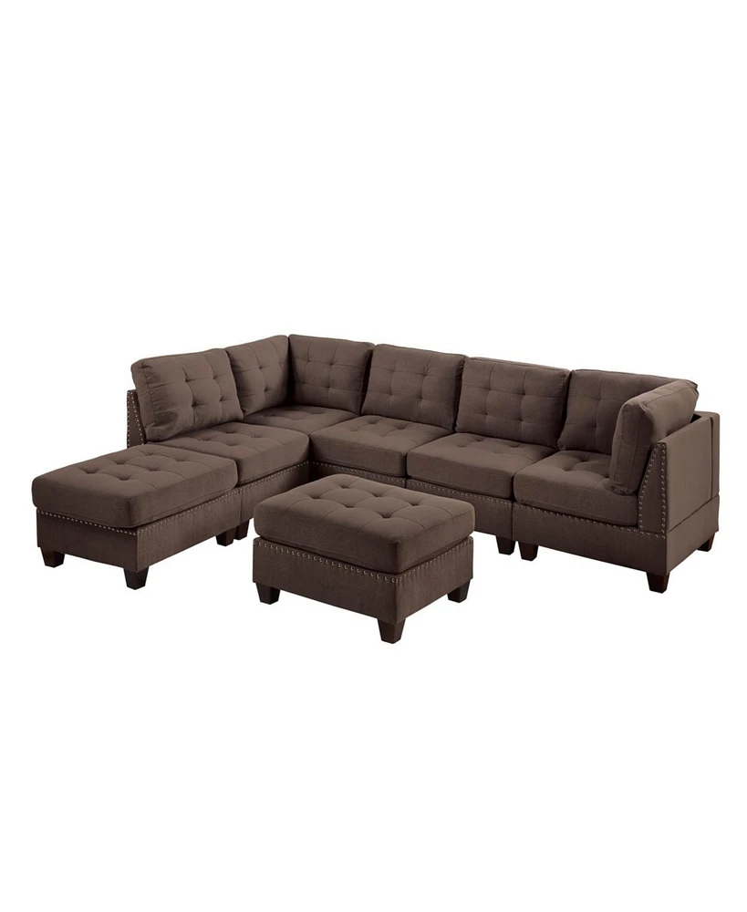 Simplie Fun Black Contemporary Modular Sectional 7 Piece Set