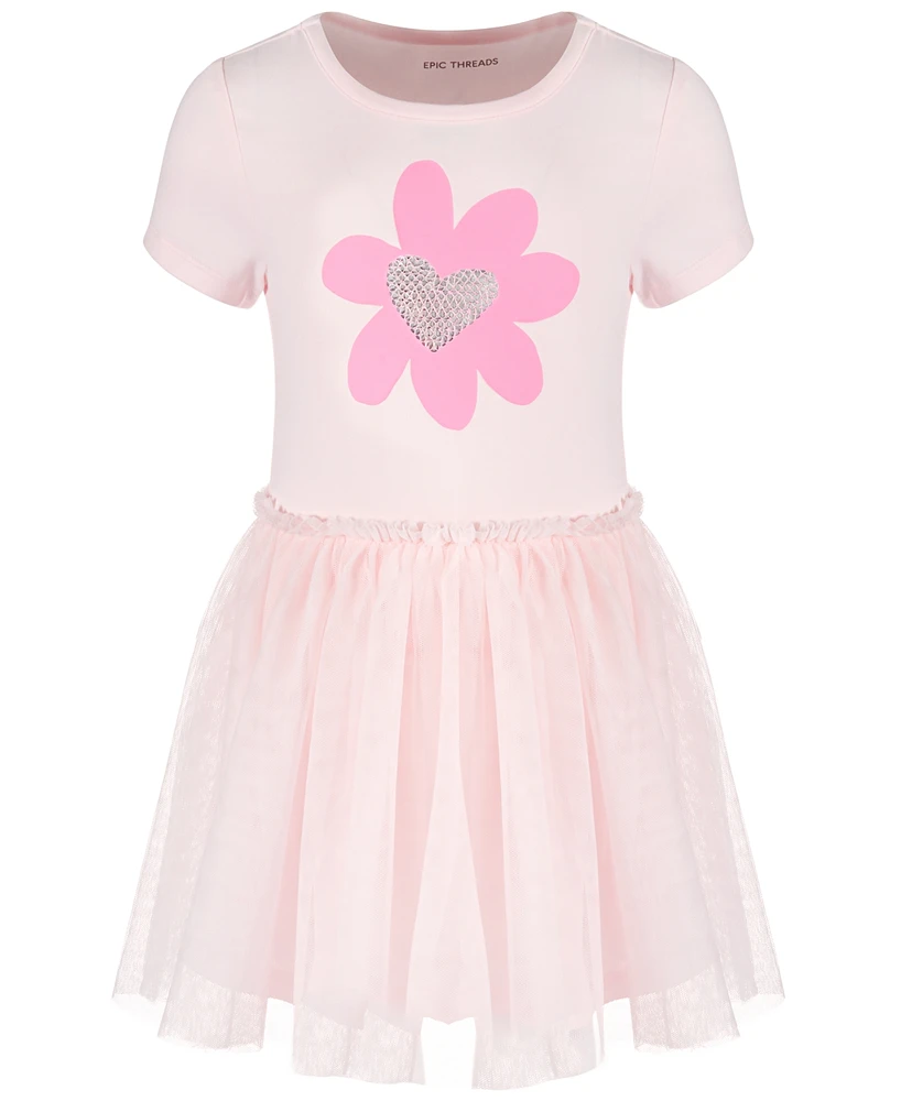 Epic Threads Toddler Girls Heart Flower Tulle Dress, Created for Macy's