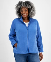 Style & Co Plus Solid Polar Fleece Zip-Front Jacket, Created for Macy's