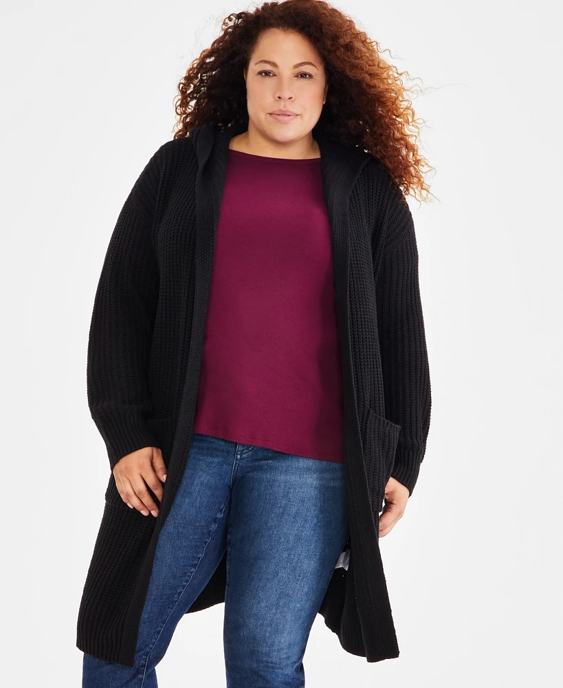 Style & Co Plus Hooded Cardigan, Created for Macy's