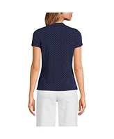 Lands' End Women's Lightweight Jersey Button Pintuck Top