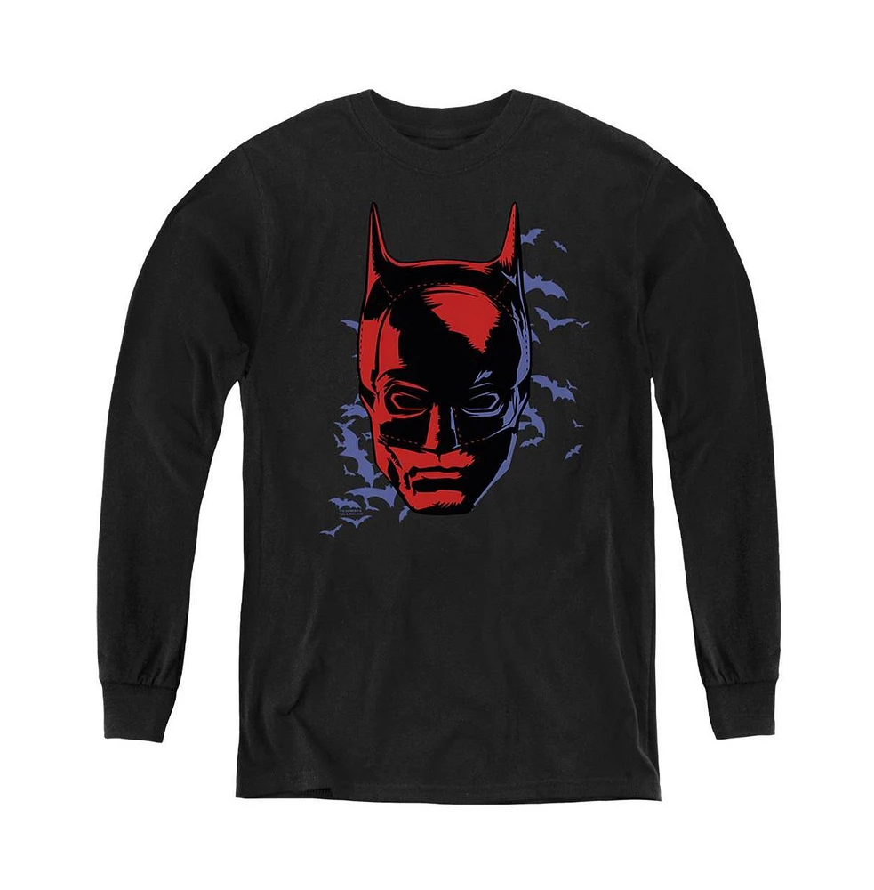 Batman Boys The Youth Shadowed Headshot Long Sleeve Sweatshirt