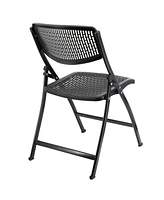 Elama 4 Piece Plastic Mesh Folding Chair in Black