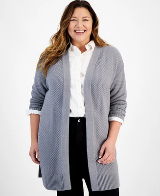 Style & Co Plus Turbo-Stitch Open-Front Cardigan, Created for Macy's