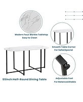 Streamdale Furniture Modern 7-Piece Dining Table Set With Faux Marble Compact 5 5" Kitchen Table Set For 6