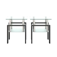 Modern Tempered Glass Square Coffee Table Set