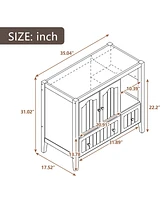 Streamdale Furniture 36" Bathroom Vanity Base Only, Solid Wood Frame And Mdf Boards