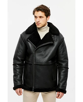 Furniq Uk Men's Fashion Leather Jacket Wool, Dark Brown
